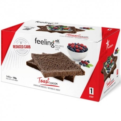 Pane e Prodotti da Forno Feeling Ok, Toast Cocoa + Protein, (4 x 40 g)