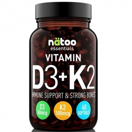 Vitamina D Natoo, Essentials Vitamin D3+K2, 60 cps