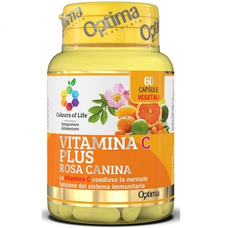Vitamina C Optima Naturals, Vitamina C con Rosa Canina, 60 cps