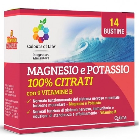 Zinco e Magnesio Optima Naturals, Magnesio e Potassio + 9 Vitamine B, 14 Bustine