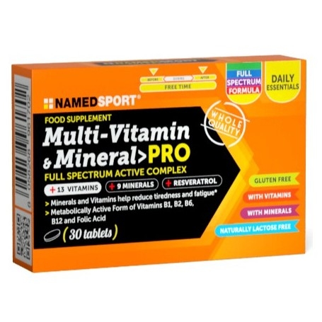 Multivitaminici - Multiminerali Named Sport, Multi-Vitamin e Mineral, 30 cpr