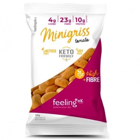 Pane e Prodotti da Forno Feeling Ok, Minigriss High + Fibre Tomato, 50 g