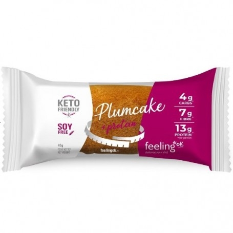 Scadenza Ravvicinata Feeling Ok, Plum Cake + Protein, 45 g (Sc.11/2025)