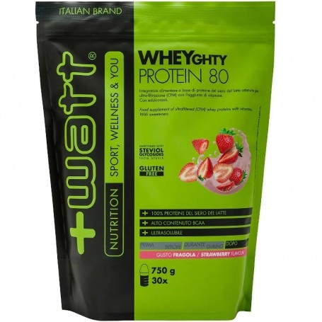 Proteine del Siero del Latte (whey) +Watt, WHEYghty Protein 80, Sacchetto da 750 g