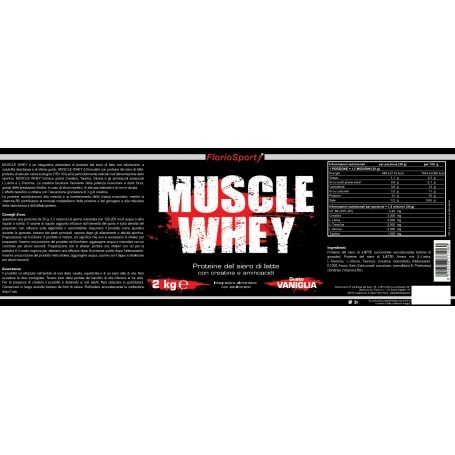 Proteine del Siero del Latte (whey) FlorioSport, Muscle Whey, 2000 g