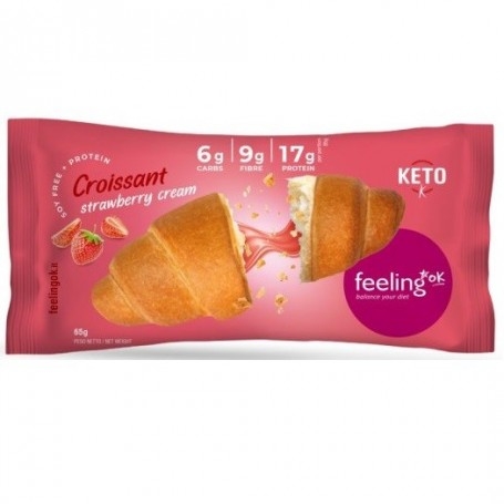 Scadenza Ravvicinata Feeling Ok, Croissant +Protein ripieno, 65 g (Sc.11/2025)